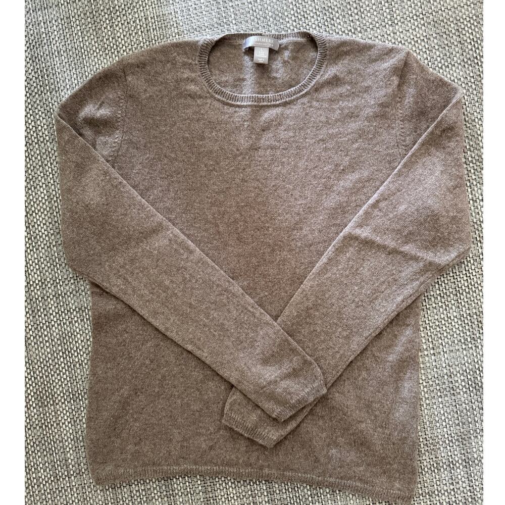 CHARTER CLUB 100% 2 Ply Cashmere Crewneck Pullover Sweater L Mocha Preppy